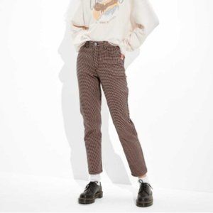 AE Plaid Mom Jean Brown and Black Size 2 Long